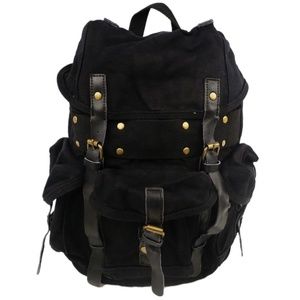 Classic Medium 16 in Stylish Cotton Canvas Backpack C02.BLK
